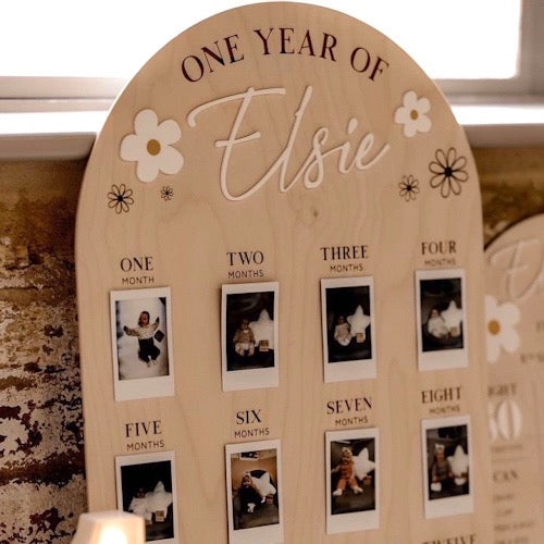 Daisy and flowers First Birthday Photograph Board