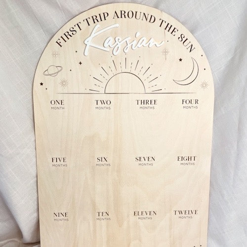 Sun and Moon First Birthday Photograph Board