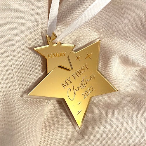 Personalised First Christmas star ornament