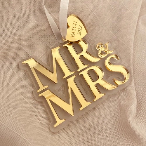 Mr & Mrs Personalised Christmas tree ornament